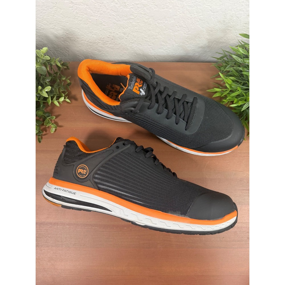 Timberland Mens PRO Drivetrain Black Orange Work Shoes Size 10.5 M